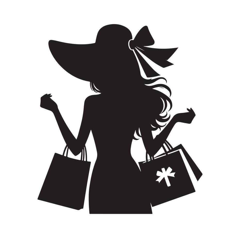 Einkaufen Mädchen Silhouette Illustration vektor