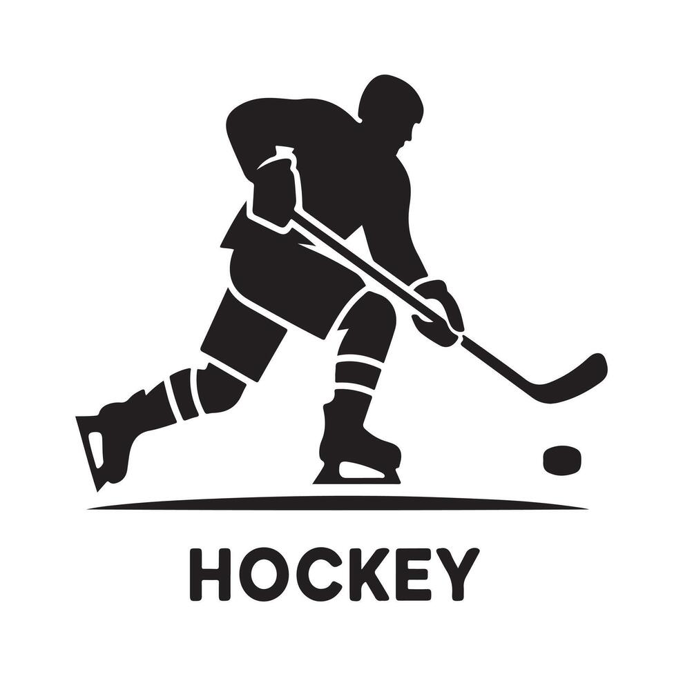 is hockey spelare silhuetter ikon logotyp illustration. vektor