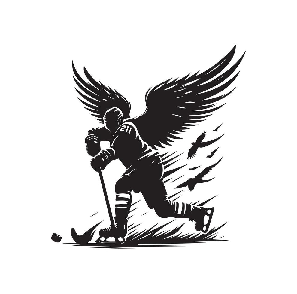 Eis Eishockey Spieler Silhouetten Symbol Logo Illustration. vektor