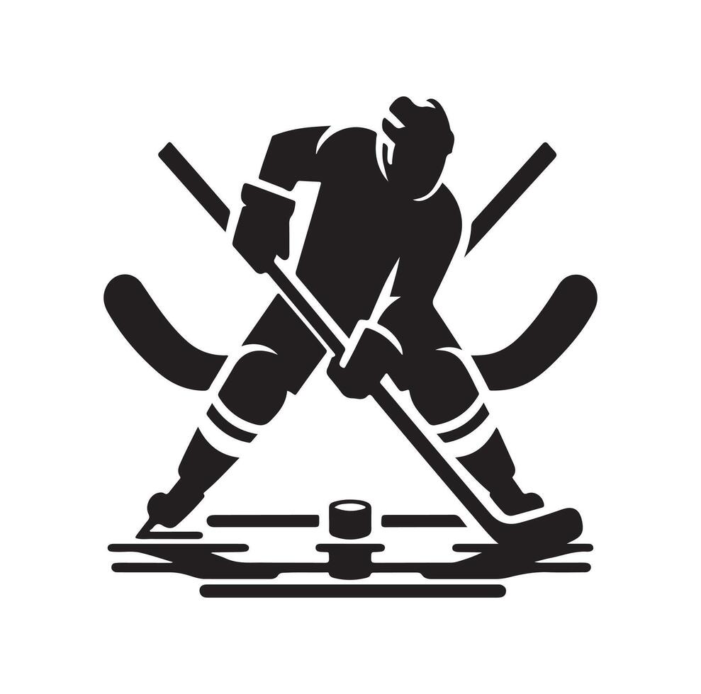 Eis Eishockey Spieler Silhouetten Symbol Logo Illustration. vektor