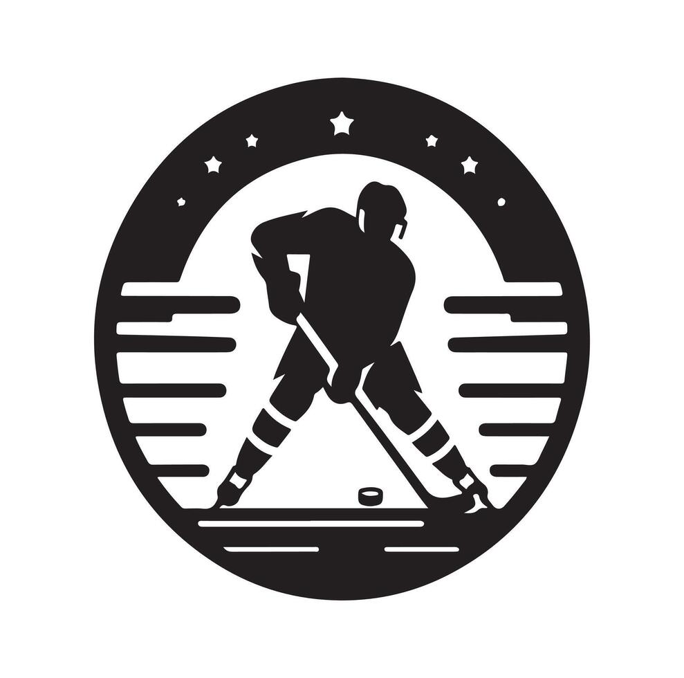 Eis Eishockey Spieler Silhouetten Symbol Logo Illustration. vektor