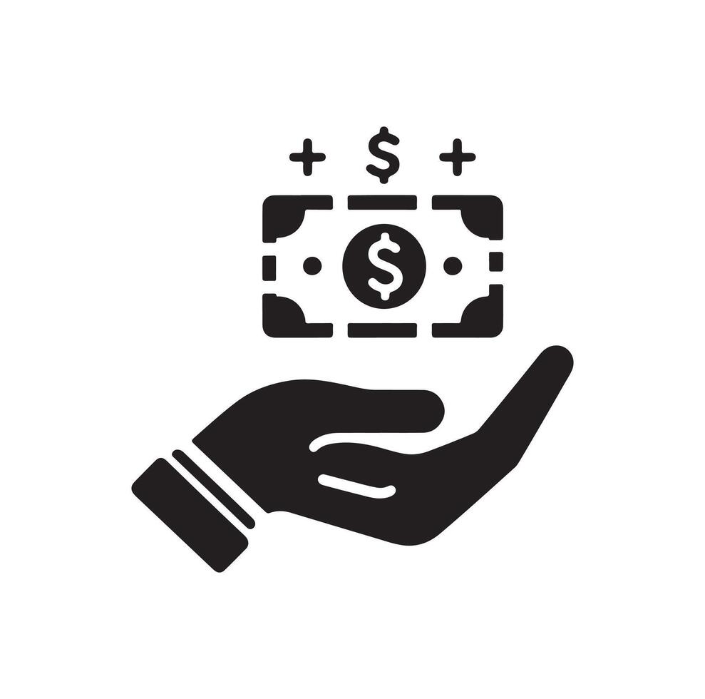 Geld auf das Hand Silhouette Stil. speichern Geld Symbol, Investition, Finanzen unterzeichnen. vektor