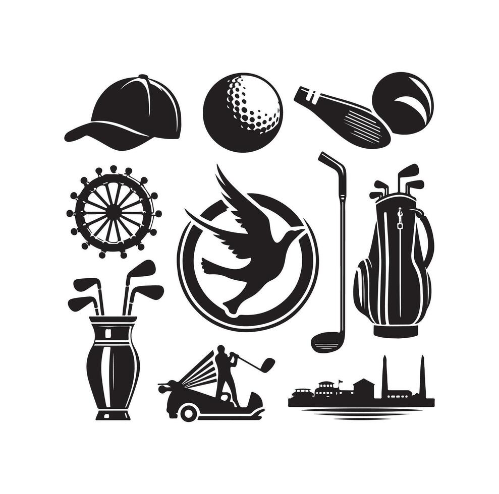 Golf Symbol Sammlung Illustration Silhouette Stil vektor