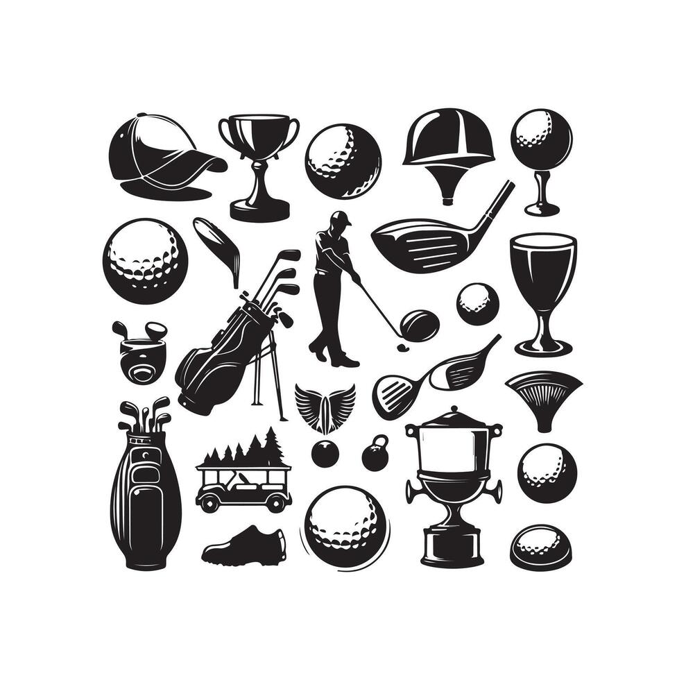 Golf Symbol Sammlung Illustration Silhouette Stil vektor