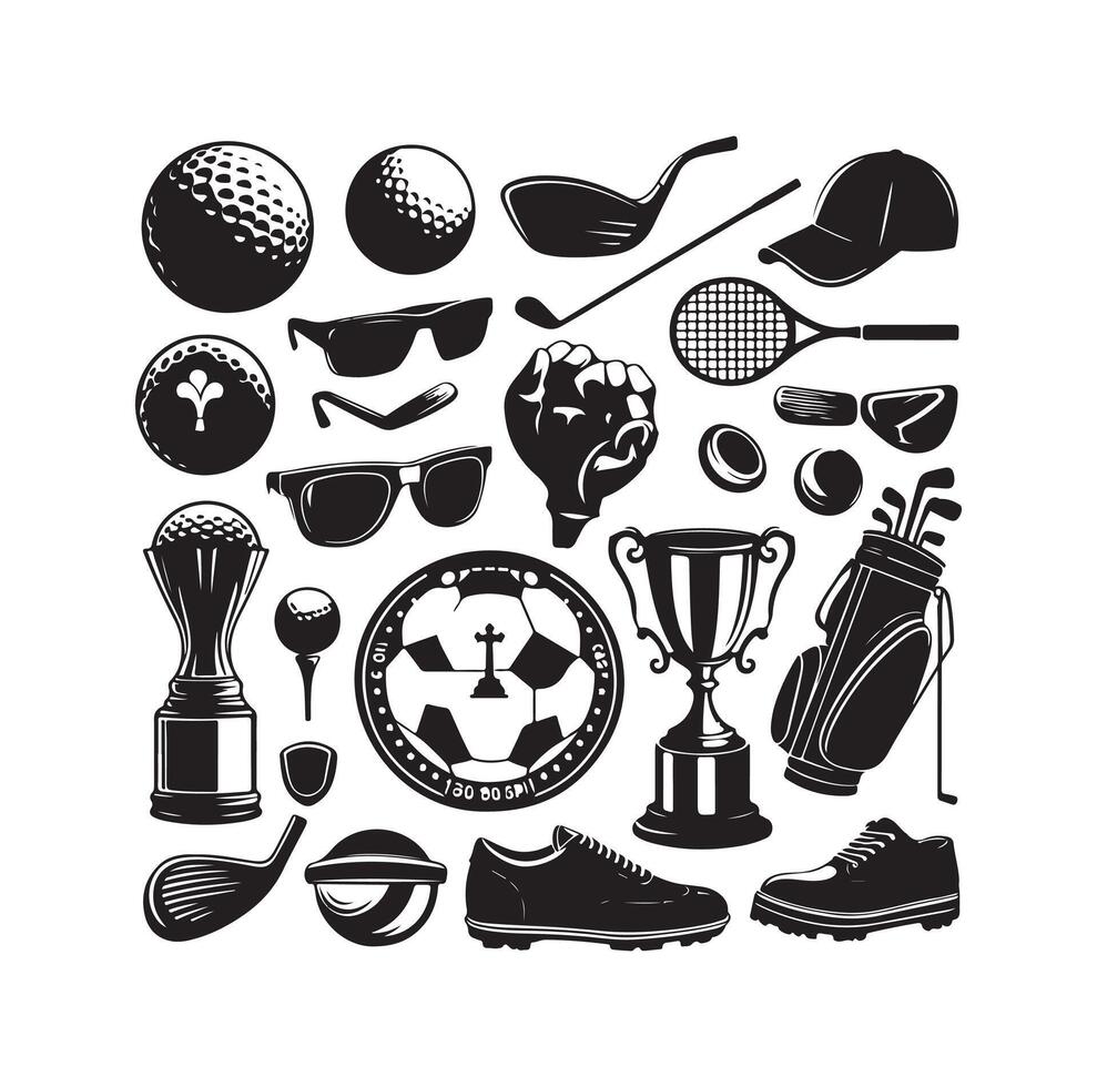 golf ikon samling illustration silhuett stil vektor