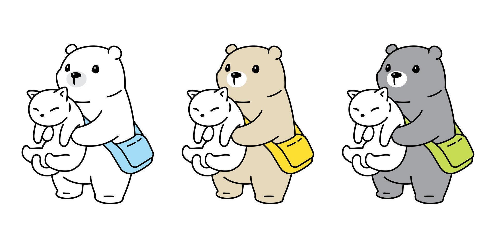 Bär Polar- Bär Katze Kätzchen Symbol Logo Teddy Karikatur Charakter Haustier Symbol Gekritzel Illustration Design vektor