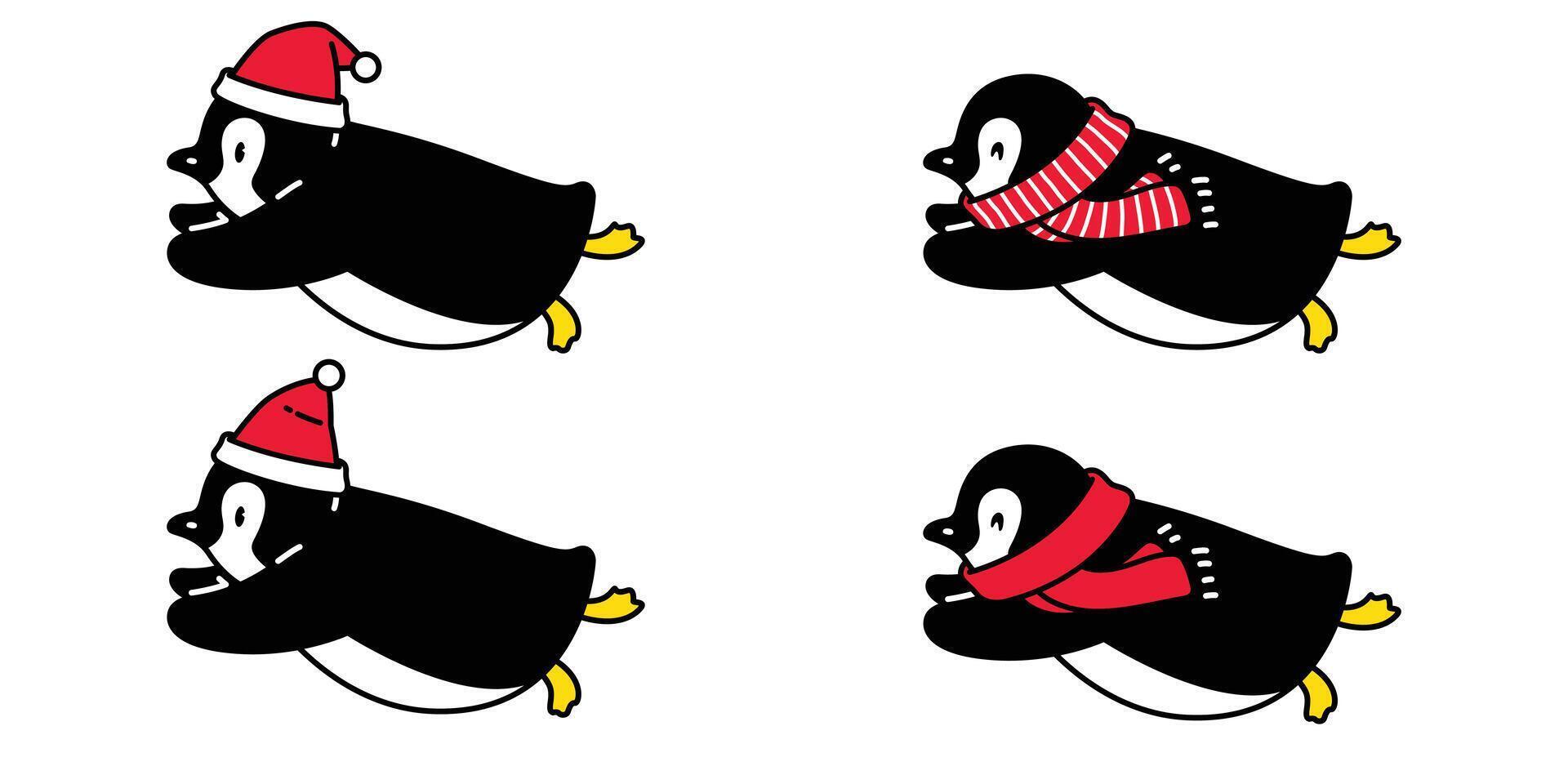 pingvin jul ikon santa claus hatt logotyp simning fågel tecknad serie karaktär illustration symbol grafisk klotter design vektor