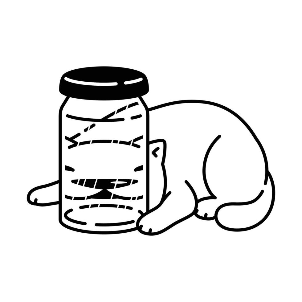 katt kattunge kalikå ikon flaska sällskapsdjur tecknad serie karaktär symbol scarf illustration klotter design vektor