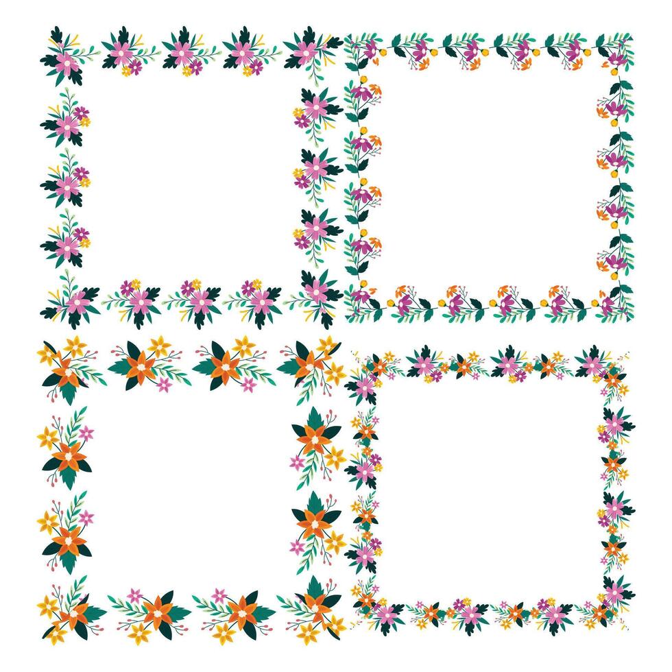 Hand gezeichnet Frühling Blumen- Rahmen Konzept Sammlung auf Weiß vektor