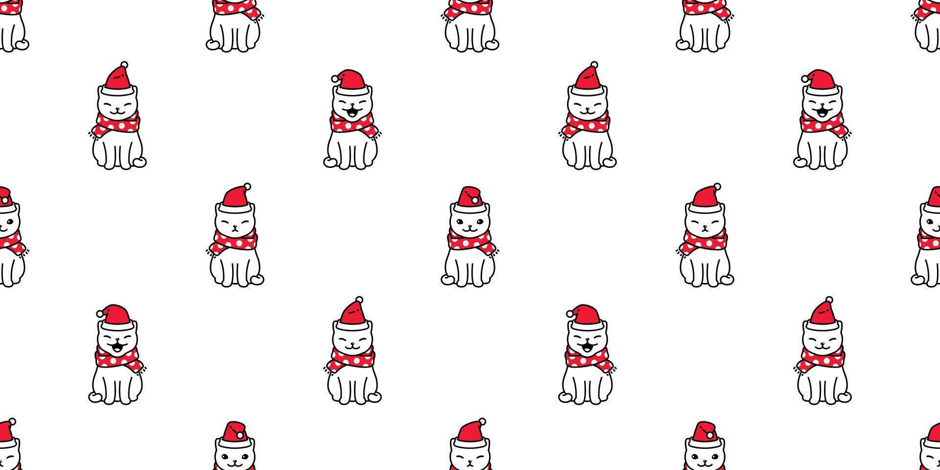 Katze nahtlos Muster Weihnachten Santa claus Hut Kätzchen Schal Karikatur wiederholen Hintergrund isoliert Fliese Hintergrund Illustration Gekritzel Design vektor