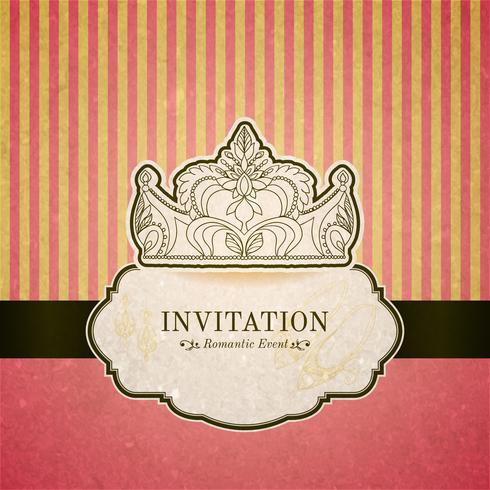 Prinsessan inbjudningskort med krona vektor