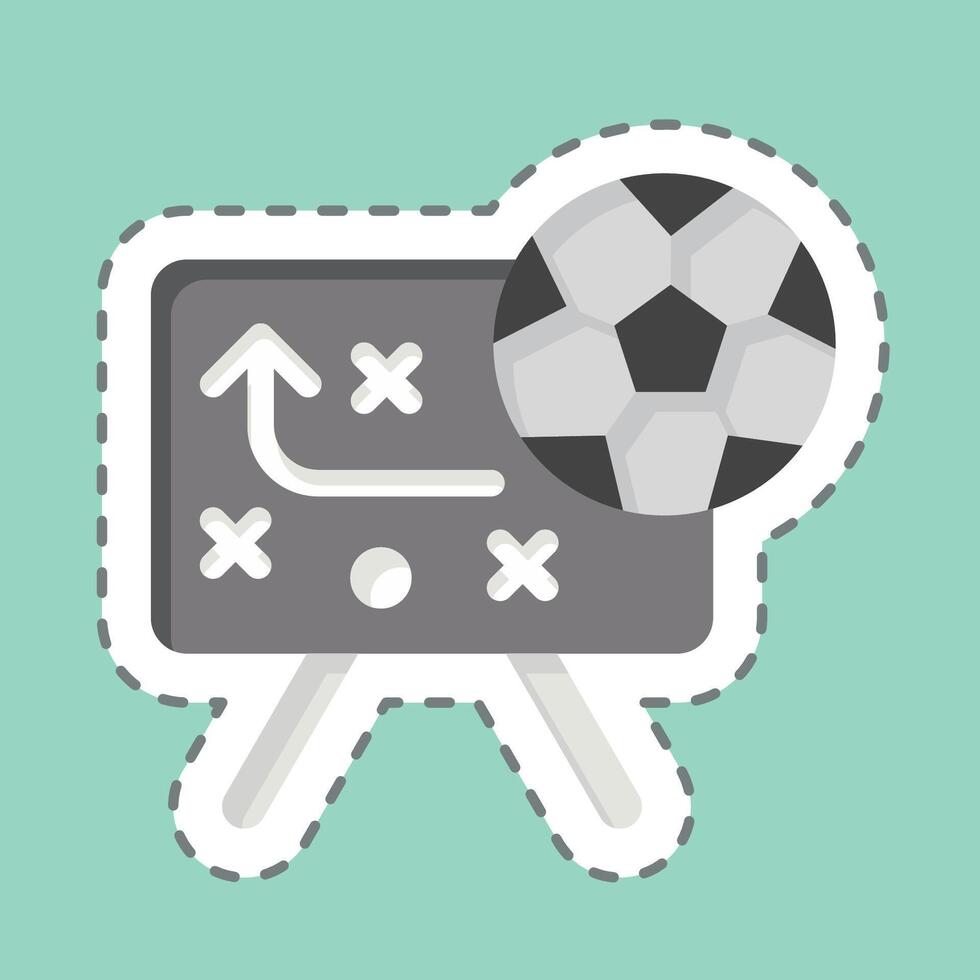 Aufkleber Linie Schnitt Strategie. verbunden zu Fußball Symbol. einfach Design Illustration vektor