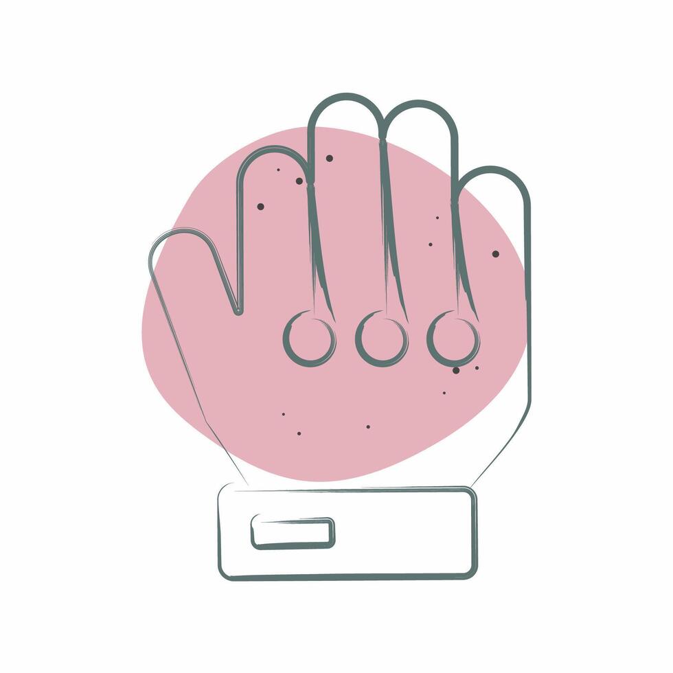 Symbol Tor Bewahrer Handschuhe. verbunden zu Fußball Symbol. Farbe Stelle Stil. einfach Design Illustration vektor