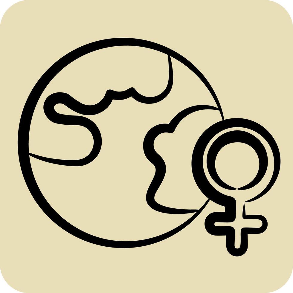 ikon kvinnor dag. relaterad till kvinna dag symbol. hand dragen stil. enkel design illustration vektor