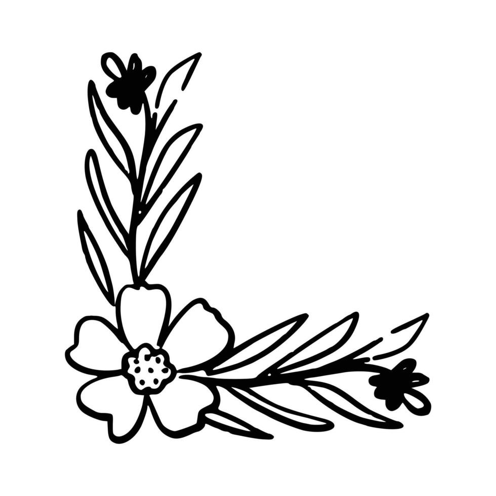 Gekritzel Blumen- dekorativ Grenze, Rahmen und Ecke mit Pflanze Blume vektor