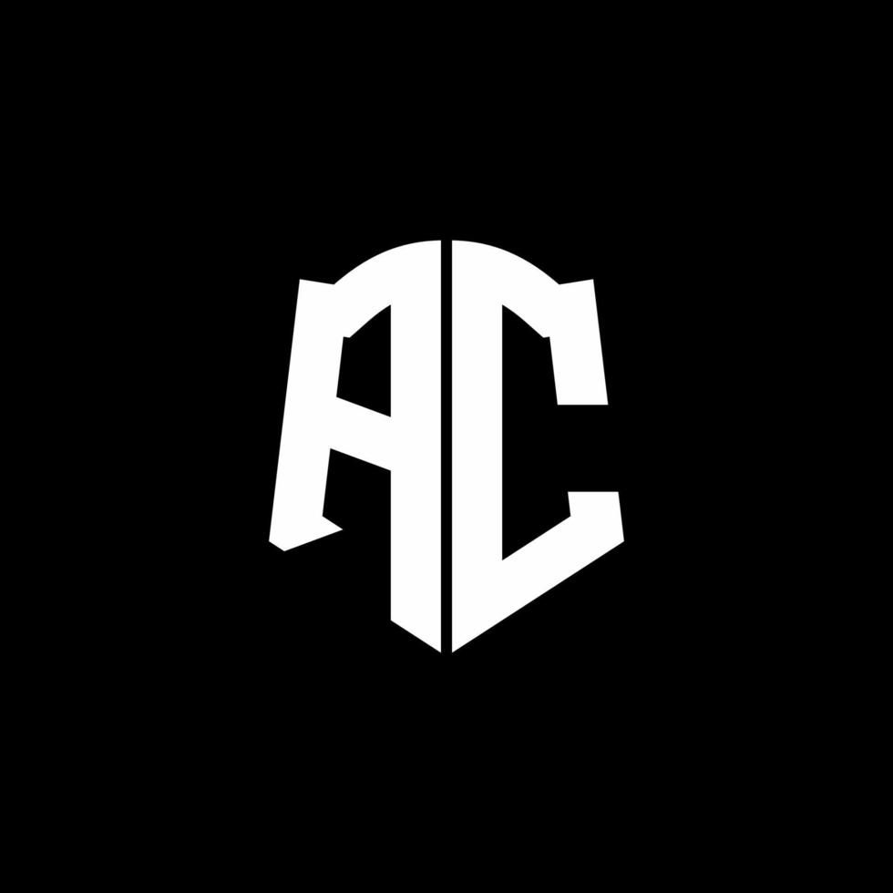 ac monogram brev logotyp band med sköld stil isolerad på svart bakgrund vektor