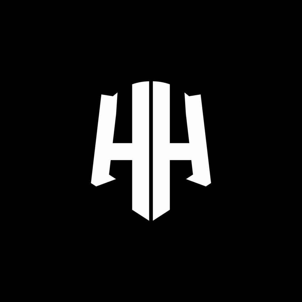 hh-Monogramm-Buchstaben-Logo-Band mit Schild-Stil auf schwarzem Hintergrund isoliert vektor