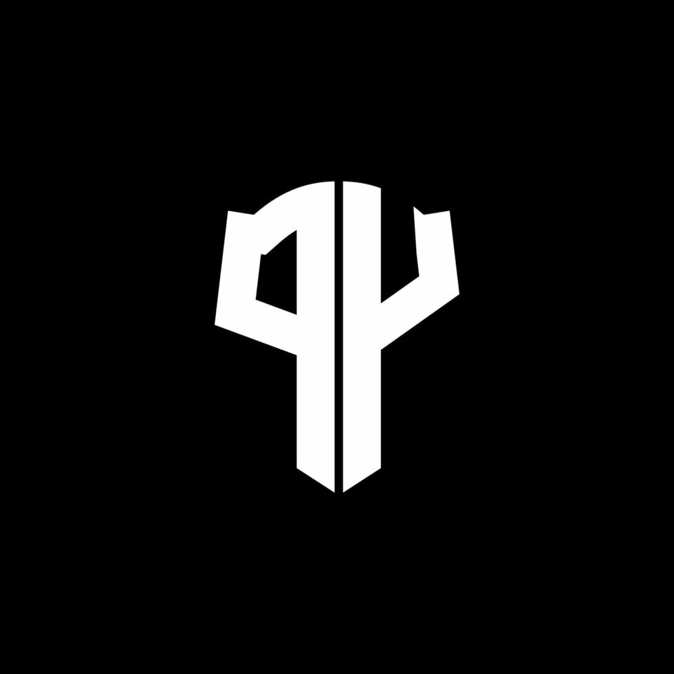py monogram brev logotyp band med sköld stil isolerad på svart bakgrund vektor