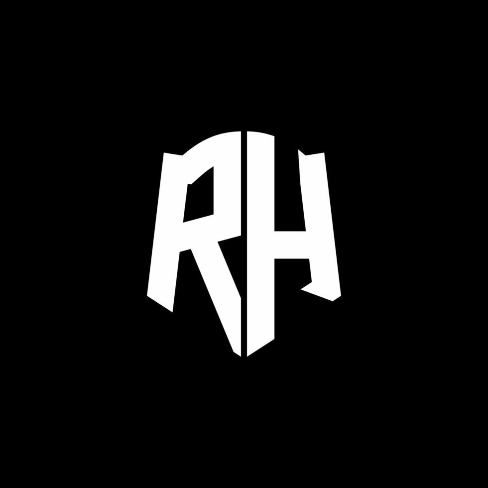 rh-Monogramm-Buchstaben-Logo-Band mit Schild-Stil auf schwarzem Hintergrund isoliert vektor