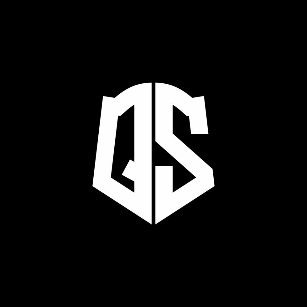 qs monogram brev logotyp band med sköld stil isolerad på svart bakgrund vektor