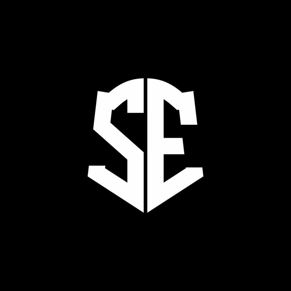 se Monogramm-Buchstaben-Logo-Band mit Schild-Stil auf schwarzem Hintergrund isoliert vektor