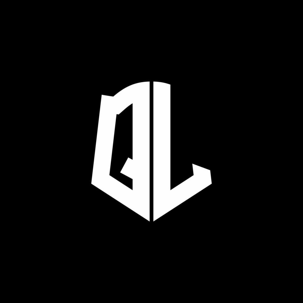 ql monogram brev logotyp band med sköld stil isolerad på svart bakgrund vektor