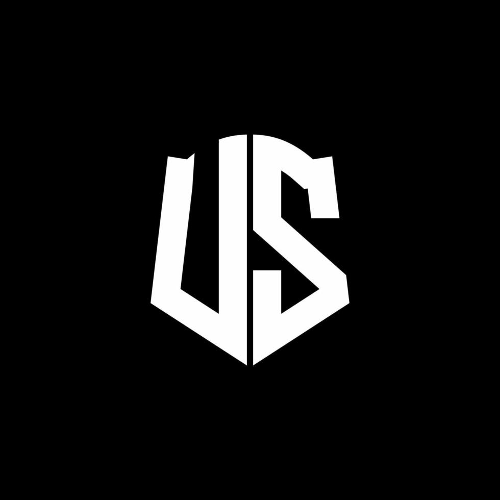 US-Monogramm-Brief-Logo-Band mit Schild-Stil auf schwarzem Hintergrund isoliert vektor