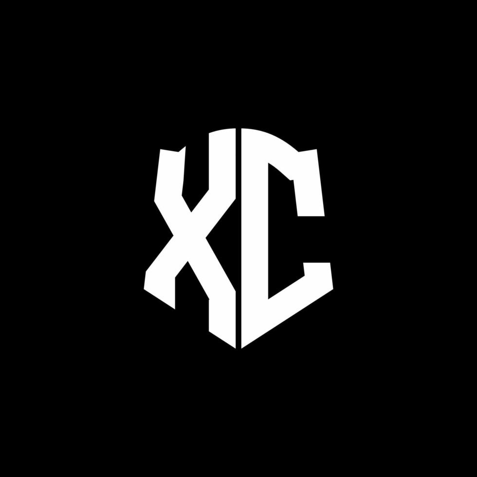 xc-Monogramm-Buchstaben-Logo-Band mit Schild-Stil auf schwarzem Hintergrund isoliert vektor