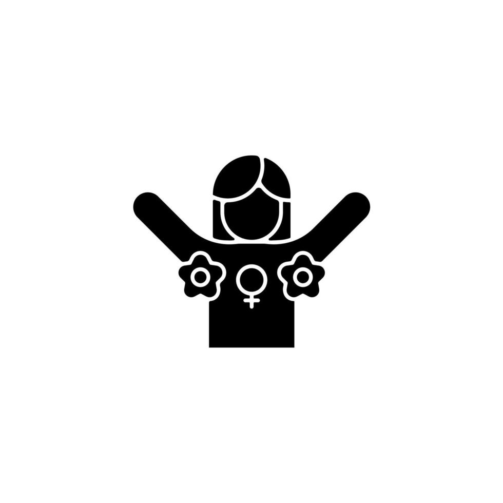 radikal feminism svart glyfikon. främja kvinnors rättigheter. utmana befintliga sociala normer. kämpar mot patriarkatet. siluett symbol på vitt utrymme. vektor isolerade illustration