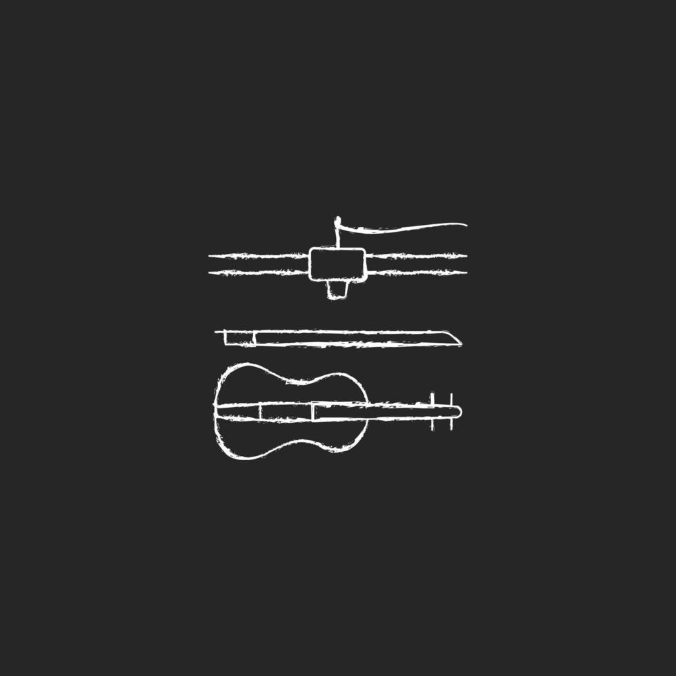 3D gedruckte Musikinstrumente Kreide weißes Symbol auf dunklem Hintergrund. akustische Violine drucken. additive Fertigung. innovative Musikindustrie. isolierte vektortafelillustration auf schwarz vektor