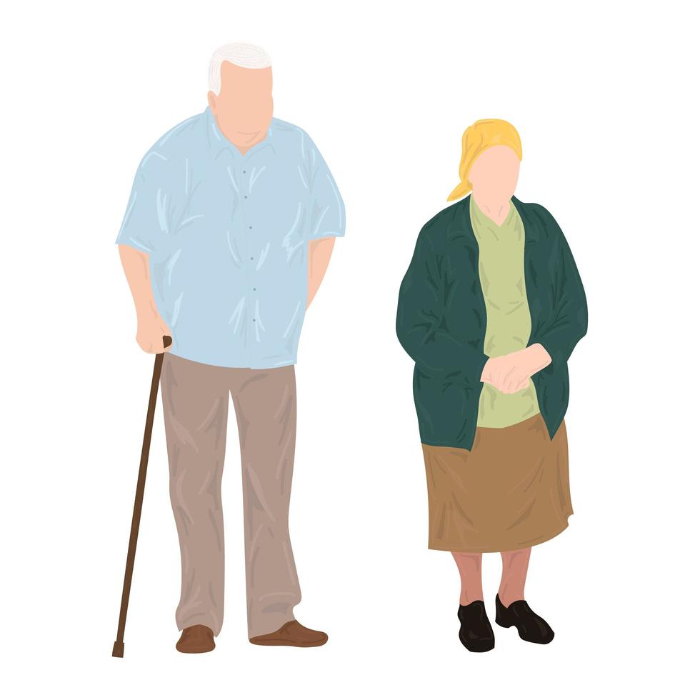 farfar och mormor i ålderdom på vit ålder - vektor