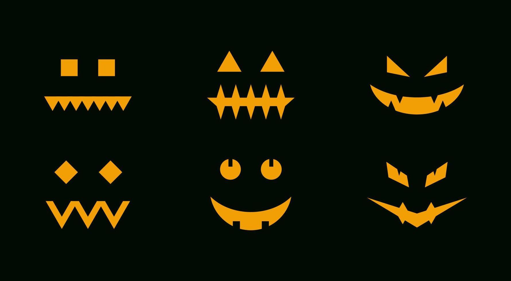 Gesicht des Halloween-Kürbis-Set-Designs vektor