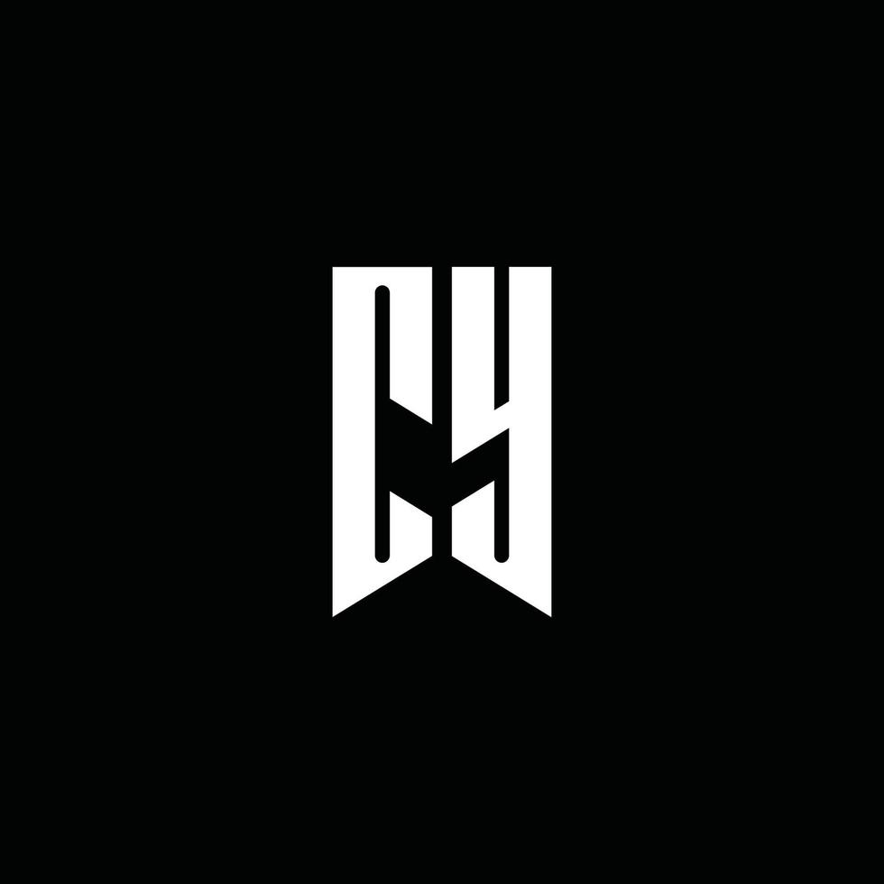 cy logotypmonogram med emblemstil isolerad på svart bakgrund vektor