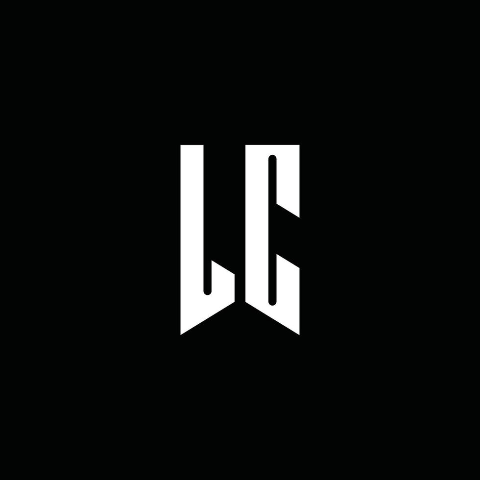 lc-Logo-Monogramm mit Emblem-Stil auf schwarzem Hintergrund isoliert vektor