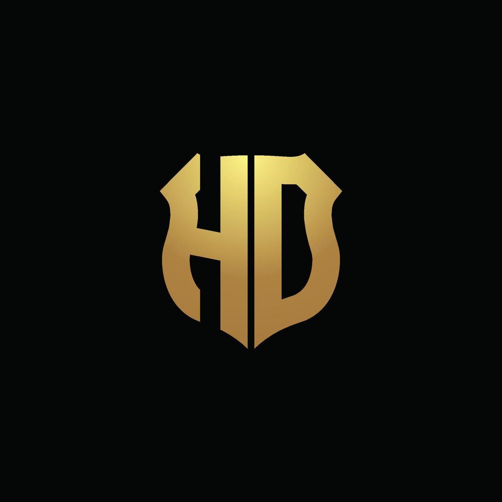 hd logotyp monogram med guldfärger och sköldform designmall vektor