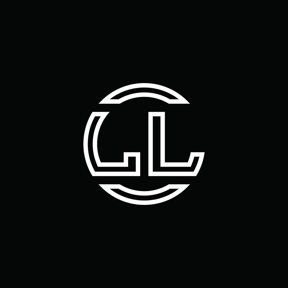 ll logotyp monogram med negativ utrymme cirkel rundad designmall vektor