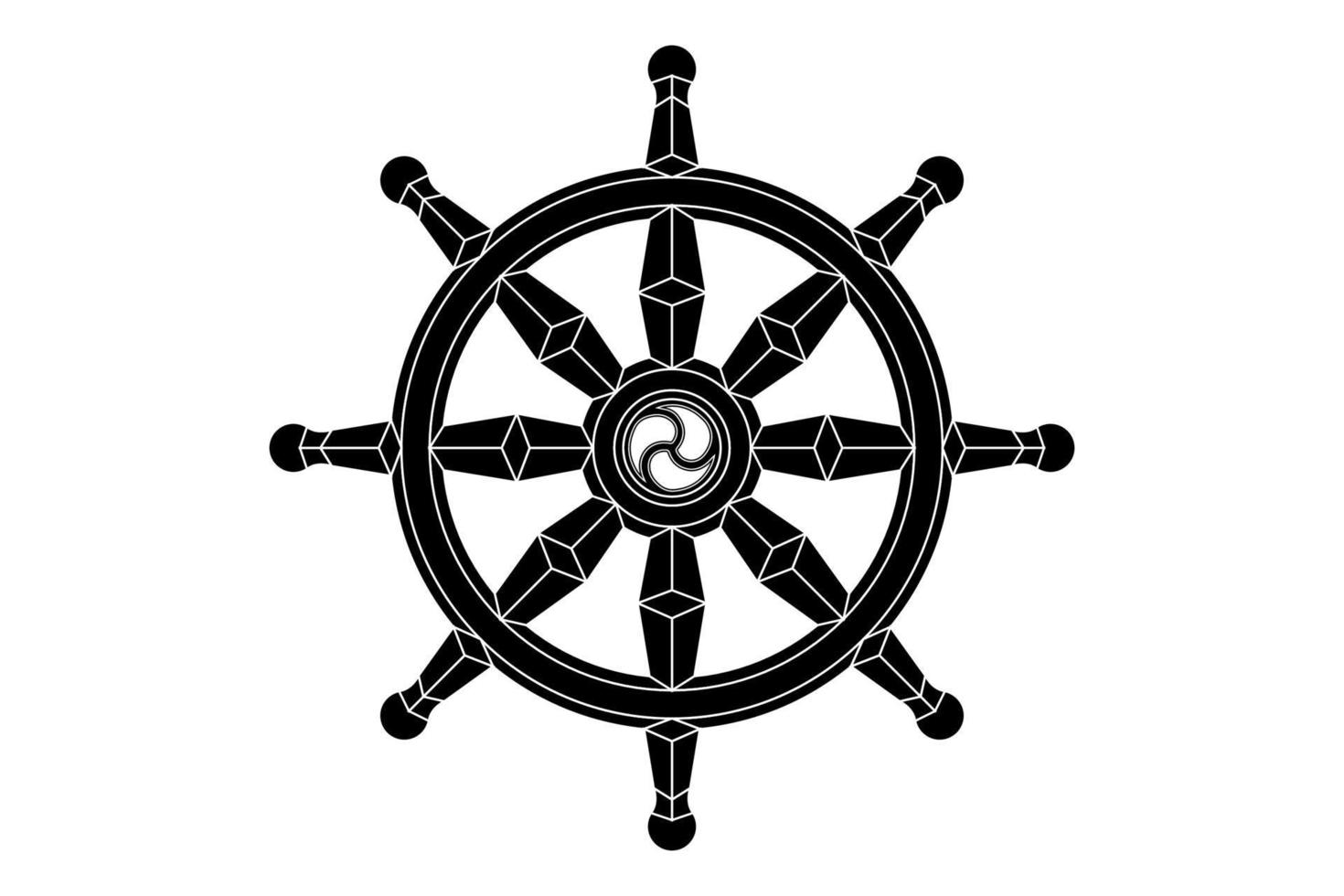 dharma hjul logotyp ikon. buddhism helig symbol. dharmachakra. vektor illustration isolerad på vit bakgrund