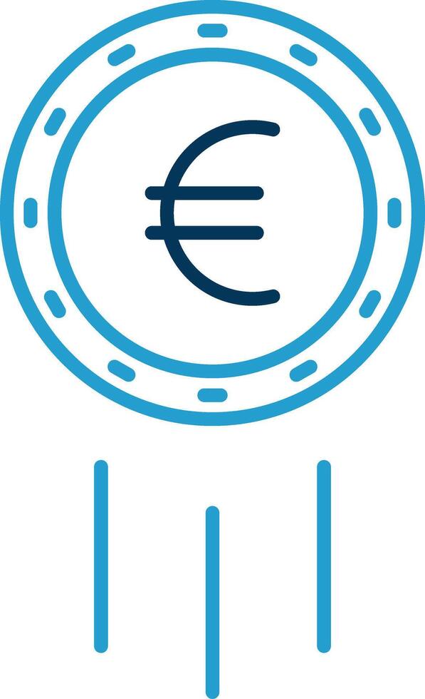 euro tecken linje blå två Färg ikon vektor