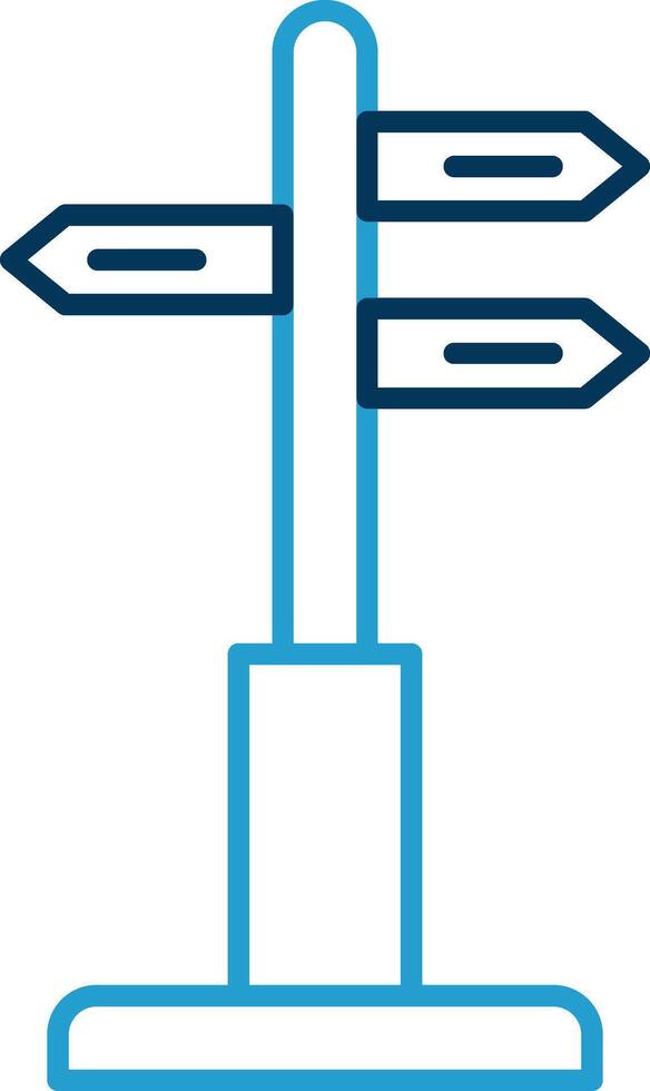 riktnings tecken linje blå två Färg ikon vektor