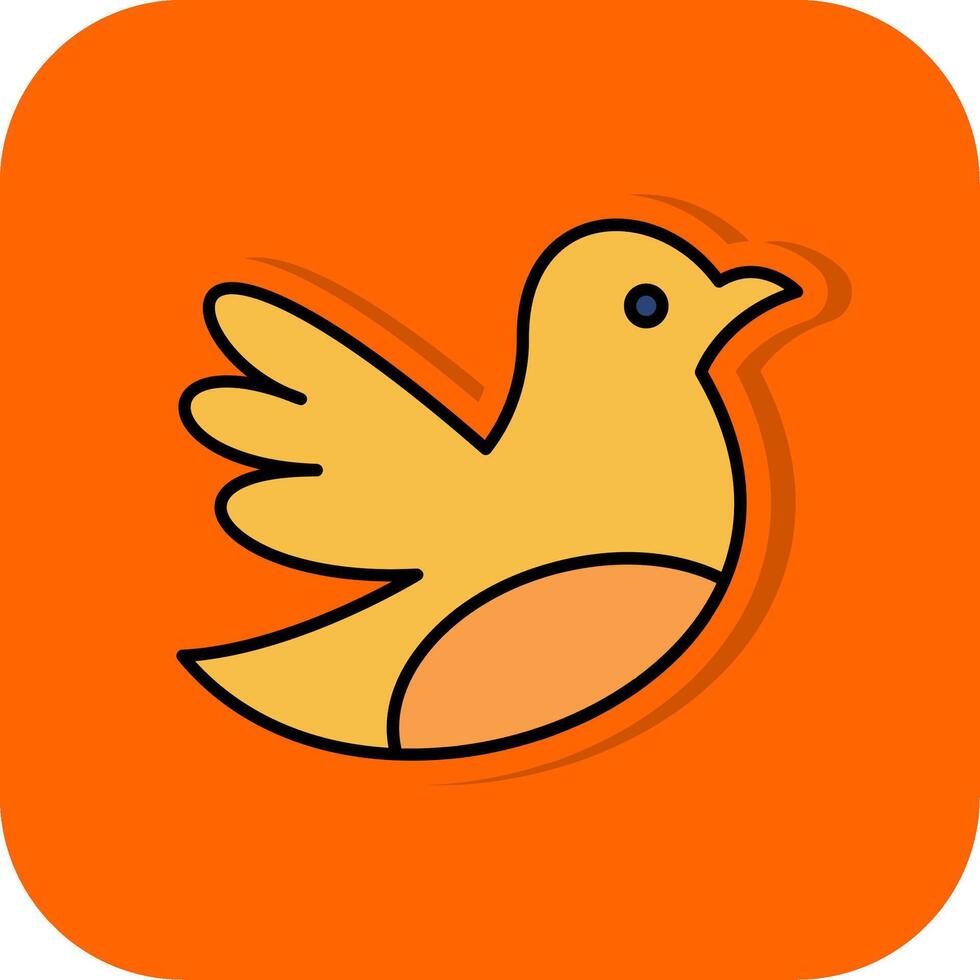 Vogel gefüllt Orange Hintergrund Symbol vektor