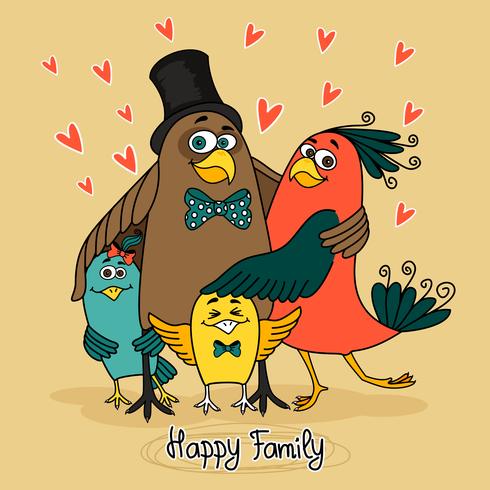 fåglar glad familj vektor