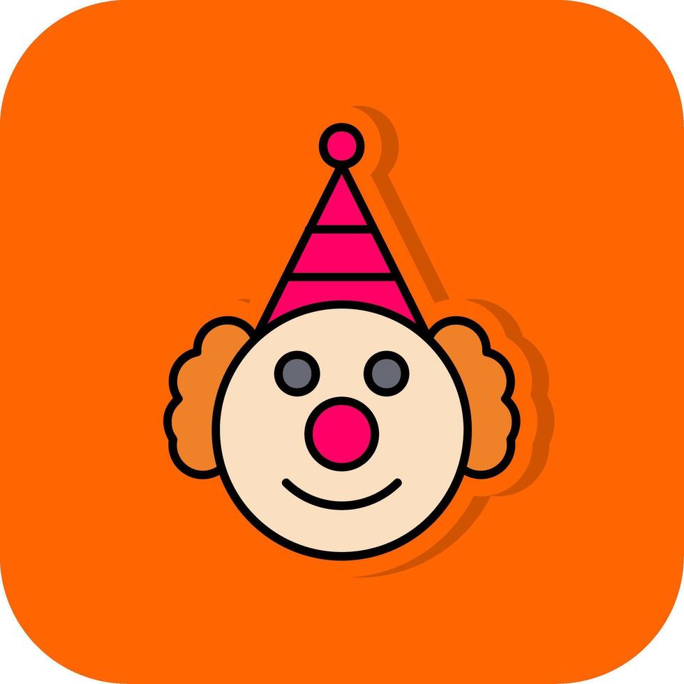 Clown gefüllt Orange Hintergrund Symbol vektor