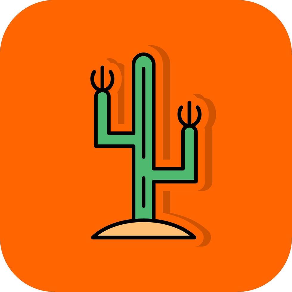 kaktus fylld orange bakgrund ikon vektor