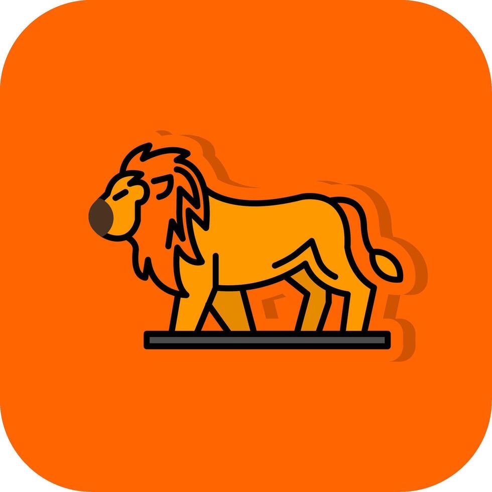 lejon fylld orange bakgrund ikon vektor