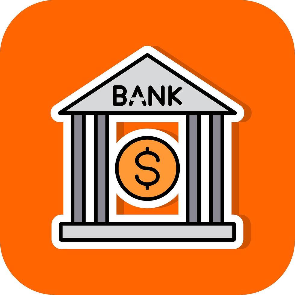 Bank gefüllt Orange Hintergrund Symbol vektor