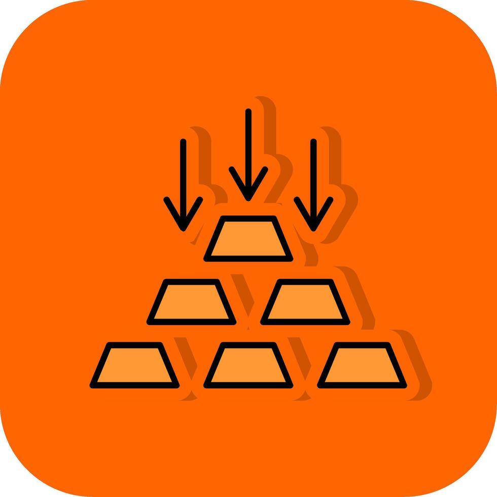 Gold Barren gefüllt Orange Hintergrund Symbol vektor