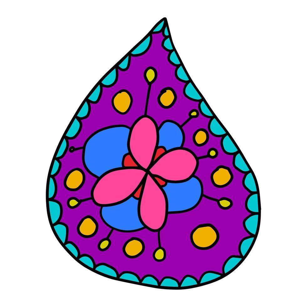 söt tecknad doodle handritad paisley form. blommig prydnads doodle droppar isolerad på vit bakgrund. vektor