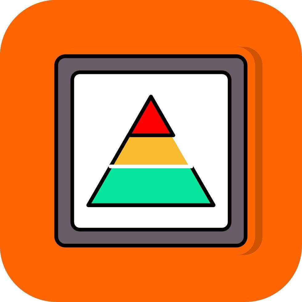 Pyramide gefüllt Orange Hintergrund Symbol vektor