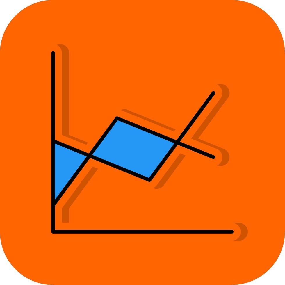 linje Diagram fylld orange bakgrund ikon vektor