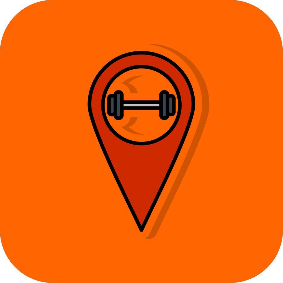 Fitnessstudio Ort gefüllt Orange Hintergrund Symbol vektor